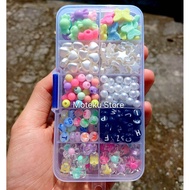 Acrylic Beads Mix Set Box/Spoon Beads Free Elastic String