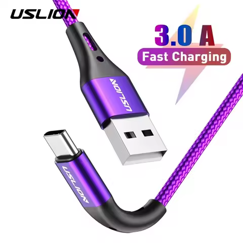 USLION 3A USB Type C Data Cable For Samsung Galaxy S10 S9 Xiaomi Redmi Note 7 Huawei Fast Charging M