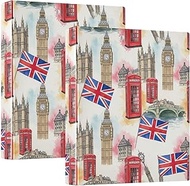 3 Ring Binder 2 Pack, London Icons Vintage D Ring Binders with Clipboard Large 3 Ring Binders for Sc