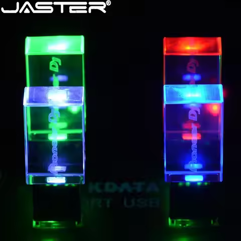 Pioneer DJ logo LED lights Crystal USB Flash Drive 128GB Gold Lid Pendrive 64GB Memory Stick 32GB Re