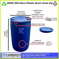 ▼ ◺ ஐ ️200 liters plastic drum close lid (sarado) used once only