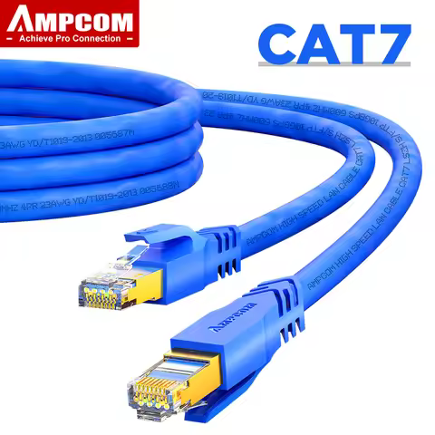 AMPCOM Ethernet Cable, Cat7 Cable SFTP Round RJ45 Network Cables CAT7 Internet Cord for Router Modem