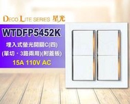 【NICEHOME】Panasonic 國際牌 星光 (兩聯)  四開關 附蓋板 WTDFP5452K