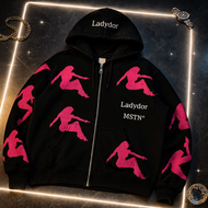 Baju MSTN /ZIPPER hoodie boxy oversize LADYDOR FULL PRINT #2 black