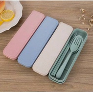 3 in 1 cutlery set wheat fiber cutlery set 3 in 1 wheat cutlery set travel cutlery set/