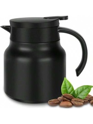 34盎司不鏽鋼真空保溫咖啡壺,雙層真空保溫咖啡壺,絕佳保溫效果,可保持熱/冷,配有可拆卸茶泡器的保溫咖啡分配器,黑色