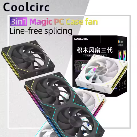 Coolcirc PC Case Fan Mirror Cycle ARGB CD Texture Wireless Splicing 3in1 Noiseless PWM 1800rpm Water