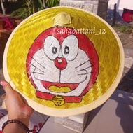 Caping petani lukis anak karakter doraemon - topi cetok petani sawah anak