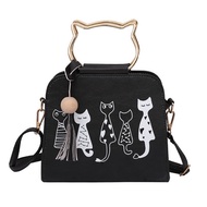 Korean Womens Fashion Kitty Printed Casual Across Body Shoulder Bag