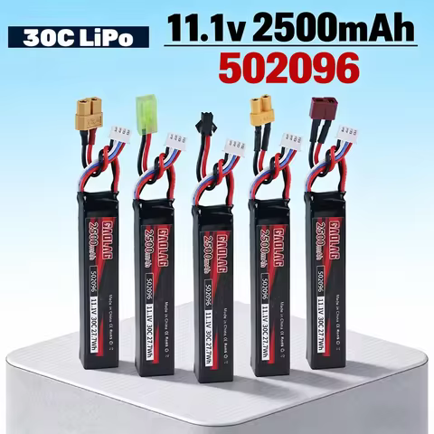 Airsoft AEG Battery 11.1V 3S 30C LiPo for M4 M16 AK, Rechargeable Pack with Tamiya / XT30 Connector,