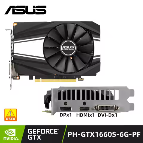 ASUS NVIDIA PH GTX 1660 SUPER 6G PF GPU 6GB GDDR6 graphics card support 192-bit 8pin DVI-D HDMI DP F