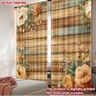 2D flat printing 2pcs Party Window Curtains impress Digital Printed Polyester Drapes Family Party De