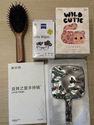 zeiss lens wipes 蔡司光學拭鏡紙, pop mart crybaby wild but cutie 盲盒, amorepacific comb梳, mirror 鏡
