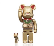 Medicom BE@RBRICK 小判金招財貓（未開盒）好運鍍金100% &400%