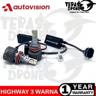 Autovision Highway Rs H4 H8 H9 H11 H16 Hb4 3 Color Led - 55 Watt