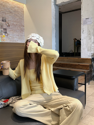 Yellow Elegant Cardigan Sweater