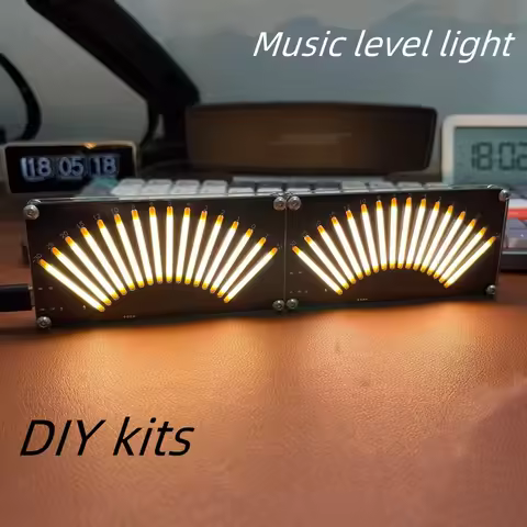 DIY LED Music Spectrum LED Audio Level Indicator Pick-up Rhythm Light Voice Controlled Single/Dual C