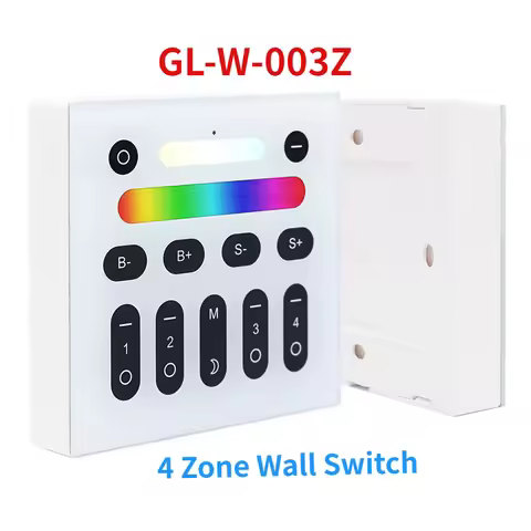 GLEDOPTO GL-W-003Z 2.4G RF RGBCCT Smart Home 4zone Group Touch Panel Wall Switch Control all Pro Ser