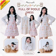 DW292 Full of Poodle Dress Slim Fit Short Long Sleeves Printed With A Pattern On The Front Shoulders