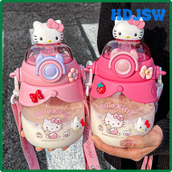 HDJSW Sanrio Anime Hello Kitty Belly Cup Large Capacity Water Bottle Kawaii Kids Water Pot Cup Straw Student Cauldron Kids Gift KFKFR