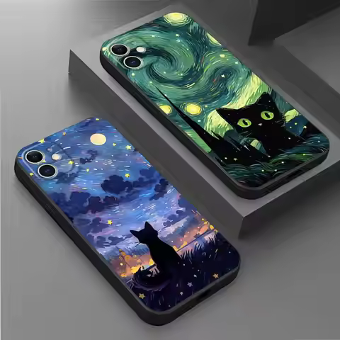 Van Gogh Art Cute Kitty Phone Case for Motorola Moto One Fusion Plus Edge 30 Neo Edge 20 Pro Edge 40