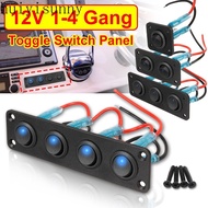 HYS Universal 12V 1-4 Gang Toggle Switch Panel USB Car Boat Marine RV Truck Blue LED Styling Accessories Marine Rocker Switch
