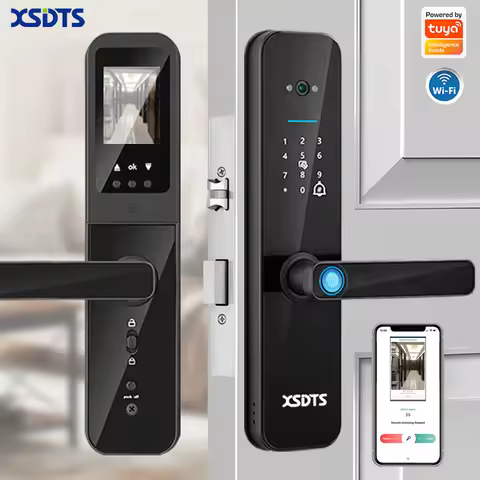 XSDTS New Tuya Wifi Digital Electronic Smart Door Lock With Biometric Camera Fingerprint Smart Card 