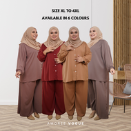 4913 Amoree 44-56 Premium Plus Size Muslimah Silk Crepe Kain Sejuk Set Baju Labuh Pallazo / Exclusiz