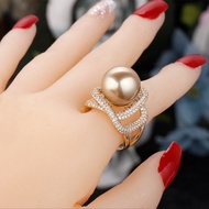 2024 Classic Hot Selling Noble Gorgeous Rings Big Size Pearl Ring For Women Fashion AAA+ Cubic zirco