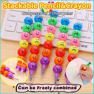7 Colors Stackable Pencil Crayon Writing Utencil Cute Emoji Pensel Cute Stationery Kids Birthday Doo