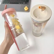 （High-end cups） Cute Water Bottle With Foldable Straw 700ML Water Bottle FruitBuilt-in Filter CupOffice Drinkware Outdoor Shaker