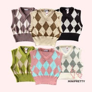 Rachel Crop Knit Vest Argyle Knit/