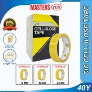 CIC CT101 Transparent Steel Adhesive Cellulose Tape Cellophane Tape 12mm 18mm 24mm x 40 Yard