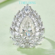 4CT Real GRA Moissanite Pear Cut Diamond Ring For Women S925 Silver Wedding Jewelry