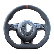 Hand-Stitched Black Suede Car Steering Wheel Covers For Audi S1 8X S3 8V Sportback S4 B8 Avant S6 C7