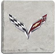 C5, C6, C7, C8 Corvette Logo Stone Tile Coasters (Individual) 4"x 4" - Officially Licensed by GM (C7