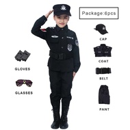 【READY STOCK】Congme 6pcs/set Police Costume for Kids Boys SWAT Long/Short Sleeves Army Cosplay Unifo