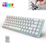 RKG68(RK837) RGB Wireless 65% Compact Mechanical Keyboard, 68 Keys Bluetooth/2.4Ghz/Wired Tri-Mode Hot Swappble Gamer Keyboard