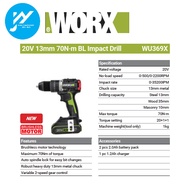 SIRIM WORX PROFESSIONAL WU369 20V Cordless Battery With Brushless Motor Impact Drill Worx IMPACT