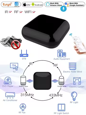 WiFi+RF+IR All-In-One Smart Universal Remote Controller, RF Appliances Tuya Smart Life App Voice Con