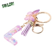 TAYLOR1 A To Z 26 Alphabet Keyring, A To Z 26 Initials Alphabet Purple Snowflakes Letter Keychain, C