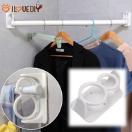 [ Featured ] Home Storage Supplies - 360° Rotation Curtain Rod Rack - Telescopic Bar Support Bracket - Adjustable Clothes Rails Holder - Heavy Load Hanging Ring Hook