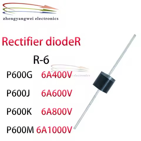 5pcs Universal diode R-6 P600G P600J P600K P600M 6A 400V/600V/800V/1000V wheel type diode transistor