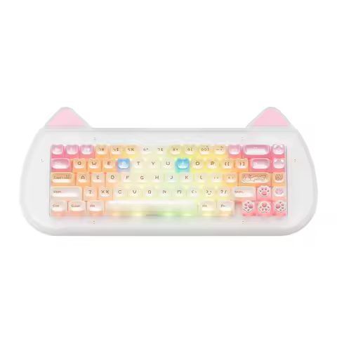 XVX C67 AcriCat Wireless Mechanical Keyboard RGB Backlit Tri-mode Hot Swapple Keyboard Pink Cute Cat