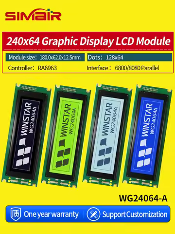 WG24064A-YYH-VZ# 5V 8080 RA6963 20P Blue Yellow 24064 240x64 Graphic Display 240*64 LCD Module WG240
