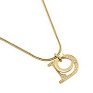 二手 Christian Dior DC 項鍊，鍍金鑲水鑽，約 7.8 克，女士款。