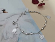 925 Pure Silver Ladies Bracelet DanKau Dangle Four 9mm Bunga Raya Wau Round Charms.