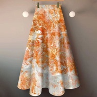 Chinese Style Chinese Style Floral Skirt Long Skirt Chinese Style Skirt High Waist Temperament Thin 