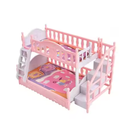 Double Layer Princess Bed Mini Dollhouse Bedroom Furniture Accessories