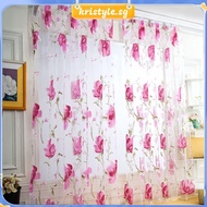 [kristyle.sg] Flower Tulle Blackout Modern Curtain Window Screen Drape Bedroom Living Room Home Decor